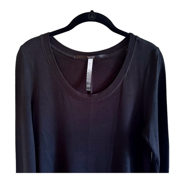 KENSIE, BLACK, LONG SLEEVE, STRETCHY DRESS WITH SCOOP NECK, FLOWY SKIRT. SIZE M - Picture 3 of 6